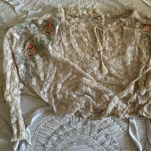 Free People see through blouse with stitching